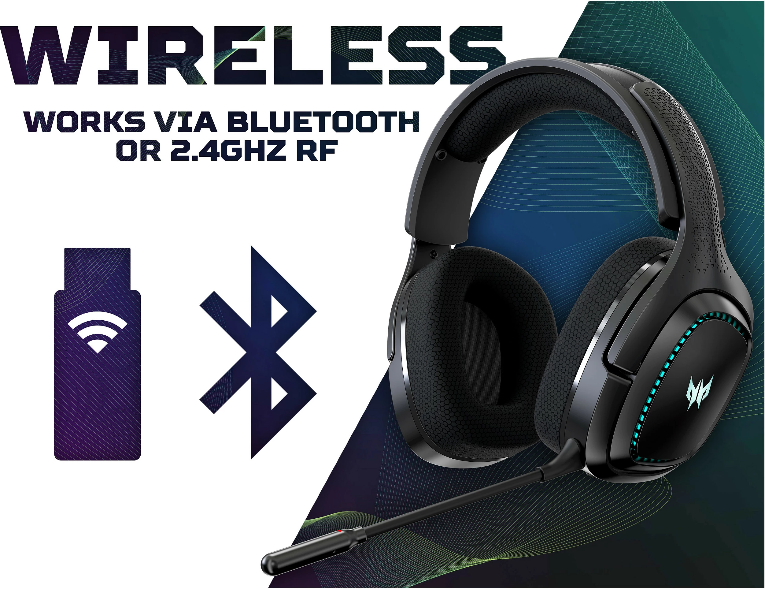 Kufje gaming Acer Predator Galea 550 wireless, mikrofon i ndashëm, Bluetooth 5.2, e zezë