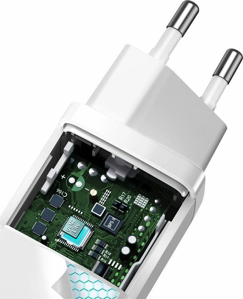 Karikues muri Baseus GaN2 Lite CCGAN2L-B02 65W 1x USB-C + 1x USB-A i bardhë