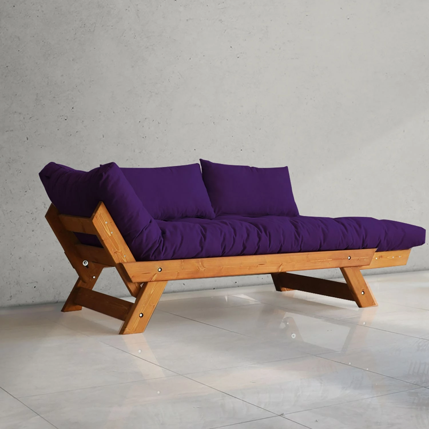 Divan kopshti dy ulëse, ngjyrë teak dhe e purpurt, Skye Decor, CPT8127-210