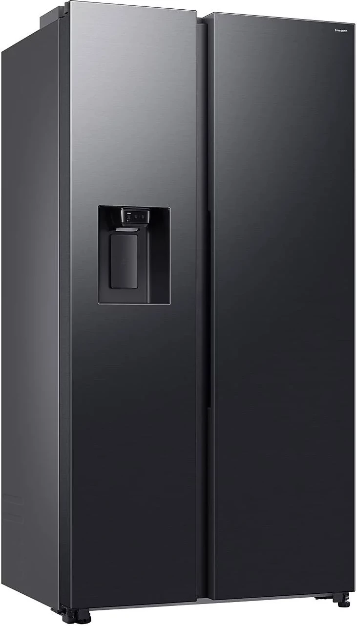 Frigorifer side-by-side Samsung SBS RS70F64KETEO 635 L, dispenser ujë dhe akull, Wi‑Fi SmartThings, AI Energy, klasë E, e zezë matte metal