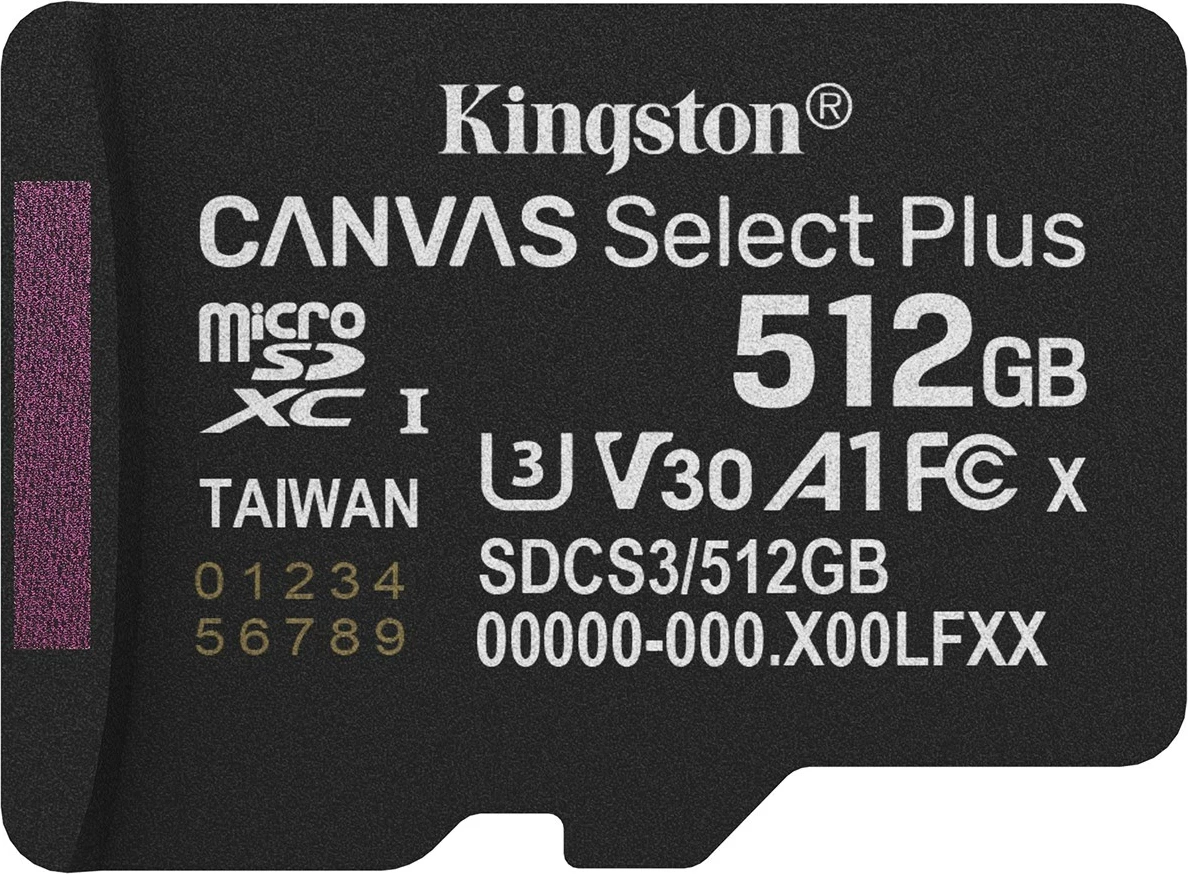 Kartelë memorie microSDXC Kingston Canvas Select Plus Gen3 512GB me adapter, e zezë