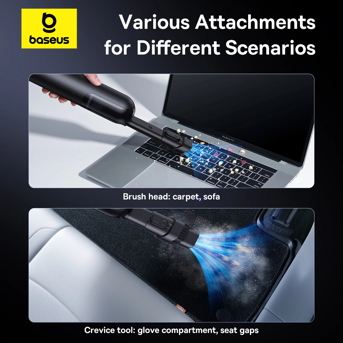 Fshesë me korrent portative Baseus A0 Pro, 4000 Pa, HEPA, pa tela, e zezë