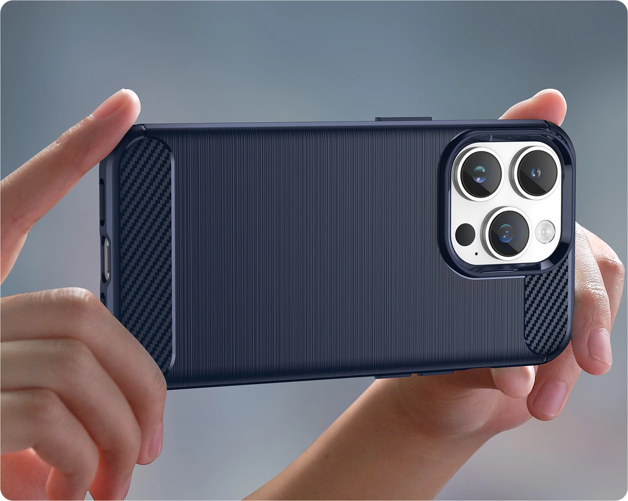 Mbështjellës Hurtel Carbon Case për iPhone 14 Pro, TPU, Blu