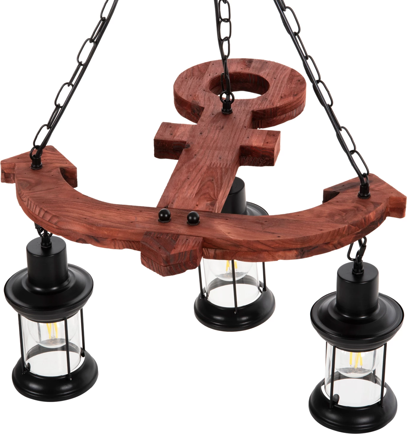 Llambë varëse tavani me 3 drita, FH4115, dru-metal-xham, 115H cm