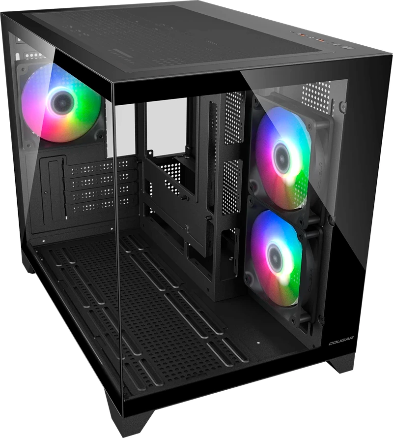 Kasë COUGAR FV150 Mini RGB, Mini Tower, Micro-ATX/Mini-ITX, 3x120mm RGB, USB-C, e zezë