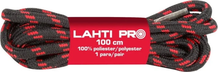 Lidhëse këpucësh Lahti Pro L9040150, rrethore trekking 4 mm, 150 cm, 10 copë, zi-kuqe