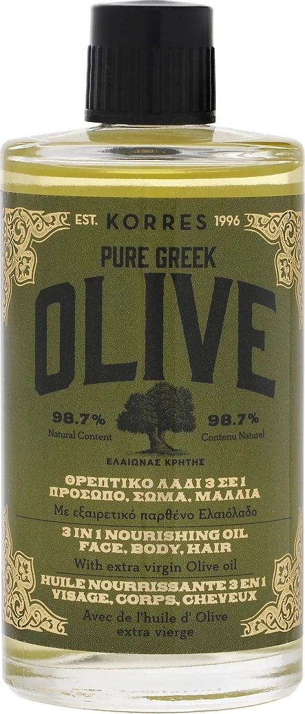 Vaj për trup, fytyrë dhe flokë Korres Pure Greek Olive Moisturizing Oil për femra, 100ml