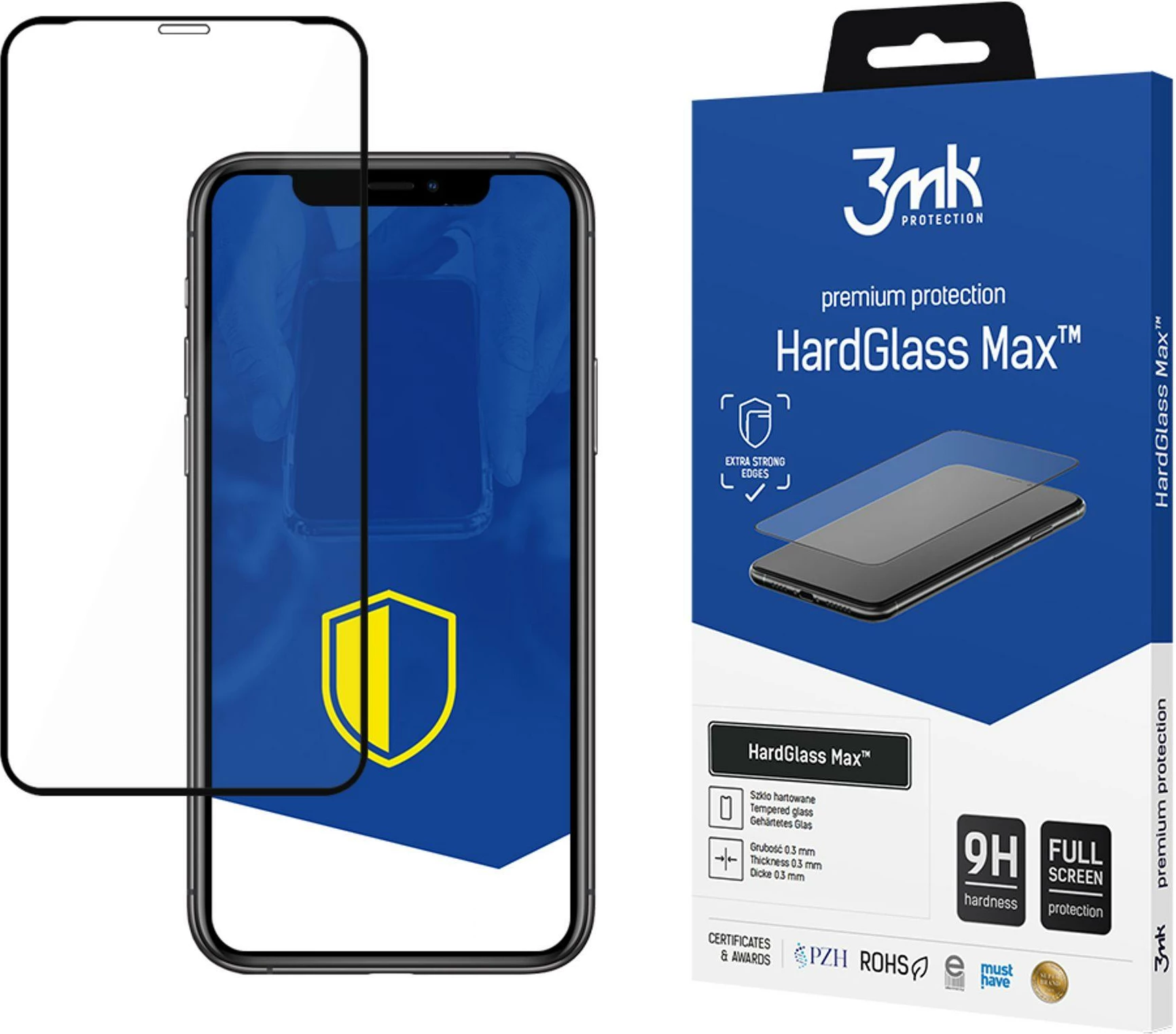 Xham i temperuar 3mk HardGlass Max për iPhone XR, 9H, Full Screen