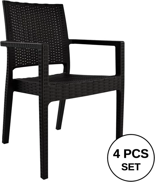 Karrige me krahë polipropileni, ngjyrë kafe e errët, FH5134.02, 57x55,5x89 cm