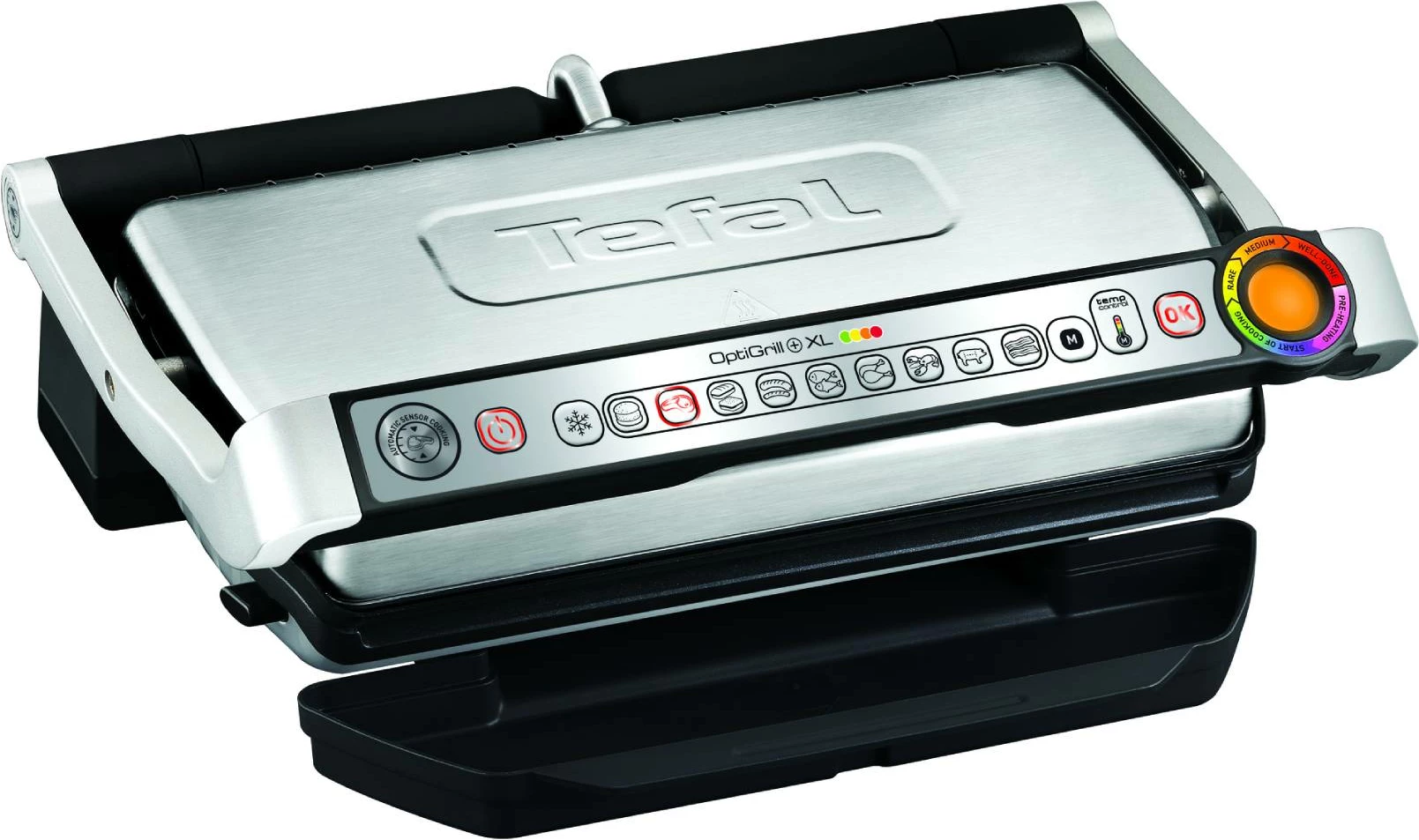 Grill elektrik Tefal OptiGrill+ XL GC724D12 2000 W, 9 programe, inox/e zezë