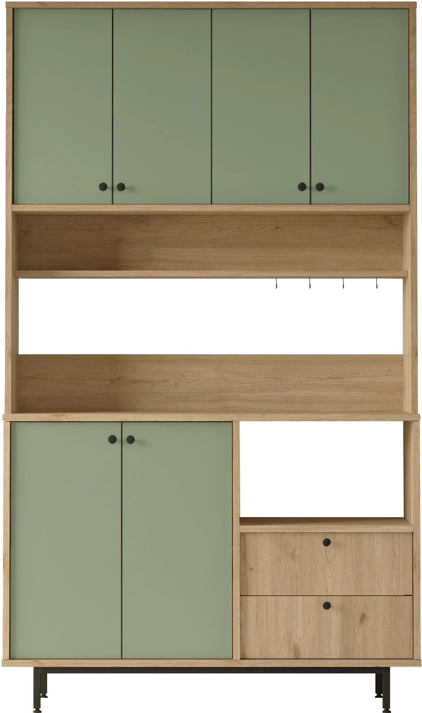 Dollap multifunksional Hanah Home, RE7-SY, ngjyrë lisi dhe e gjelbër