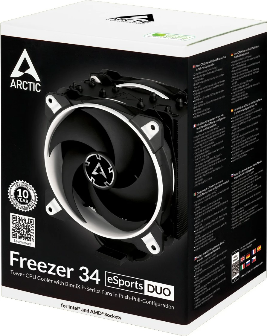 Kuler ARCTIC Freezer 34 eSports DUO, 12 cm, 2100 RPM, bardhë