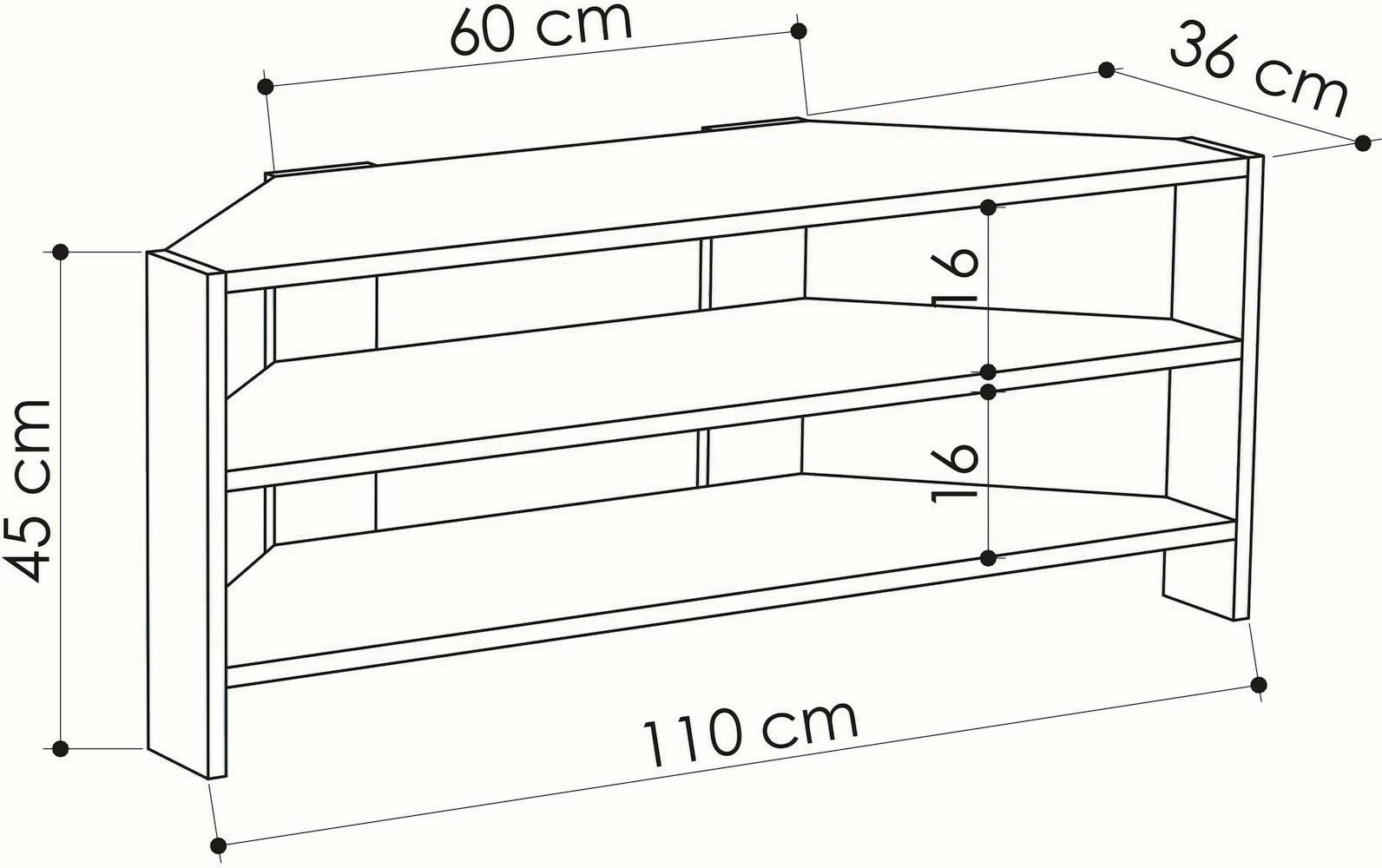 Komodë për TV Skye Decor, Thales për qoshe, e bardhë
