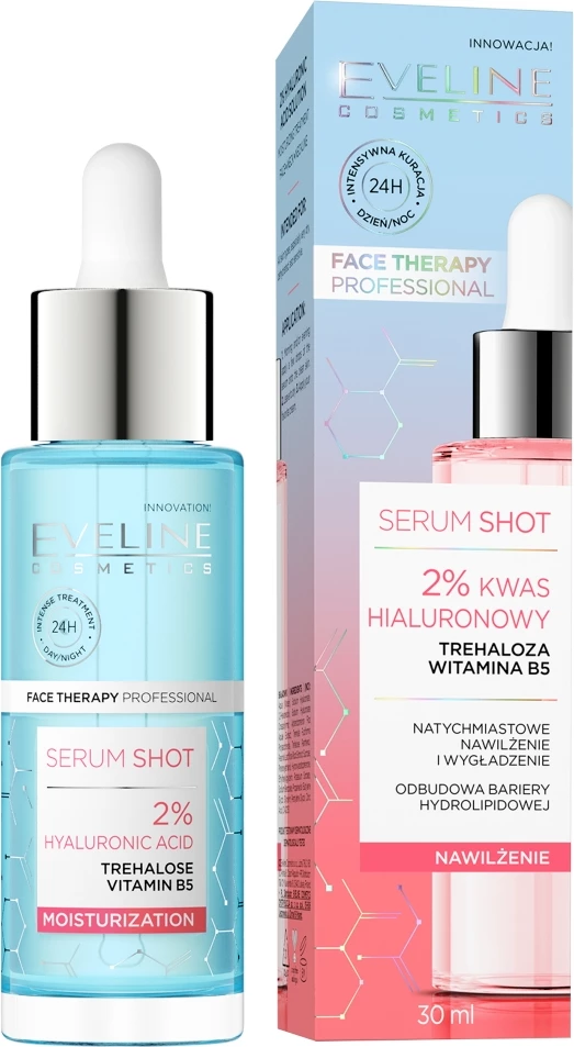 Serum hidratues për fytyrë për femra Eveline Cosmetics Serum Shot Hydrating Treatment 2% Hyaluronic Acid, 30ml