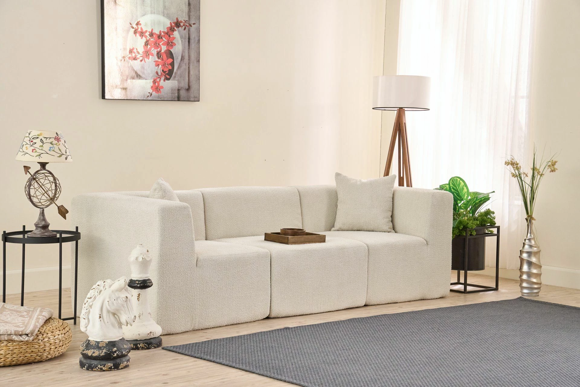 Divan treshe, krem, Atelier del Sofa, 3 pjesë