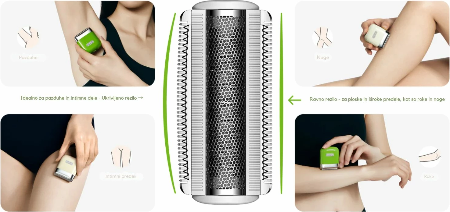 Makinë rroje elektrike për femra Yoose NANO, IPX7, USB-C, gjelbër, set 5 copë