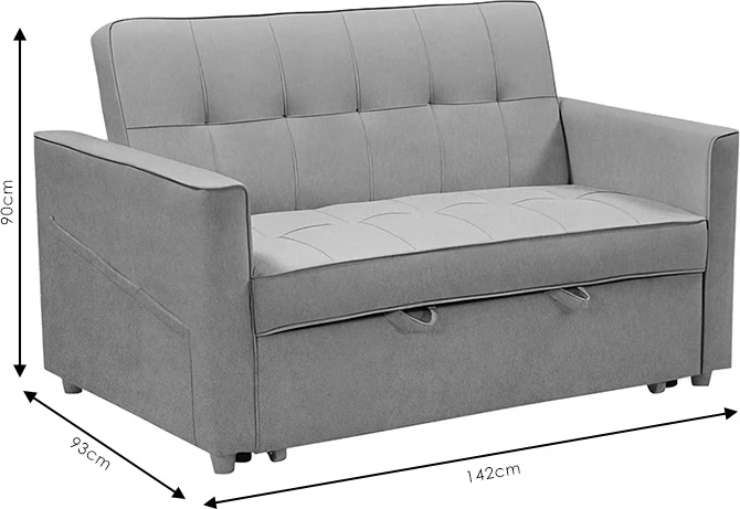 Divan 2 ulësesh që bëhet shtrat, ngjyrë antracit, 142x93x90 cm