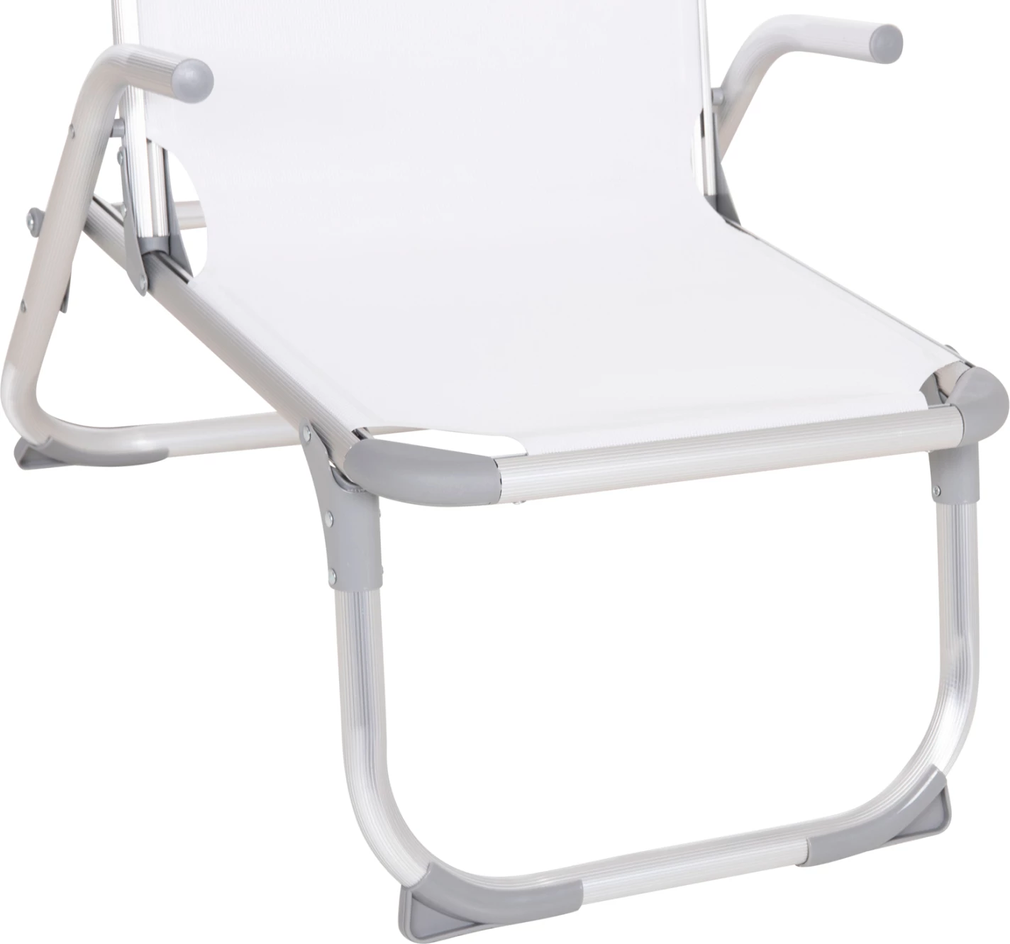 Karrige plazhi e ngritur, alumin i rëndë, Almira FH6431.03, tekstilene e bardhë, 53x68x80cm