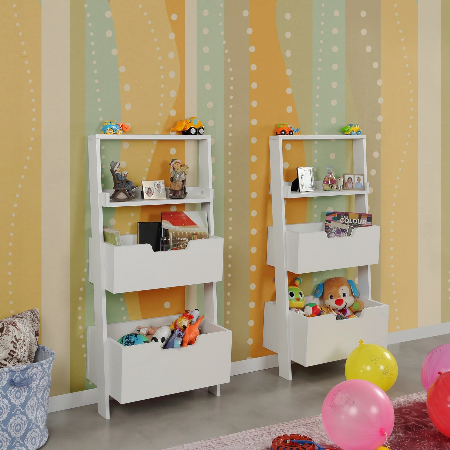 Raft librash Hanah Home, dy copë, ngjyrë e bardhë