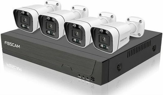 Set kamerash sigurie Foscam FN9108E-B4-2T, 4 kamera, regjistrues, 2TB, e bardhë