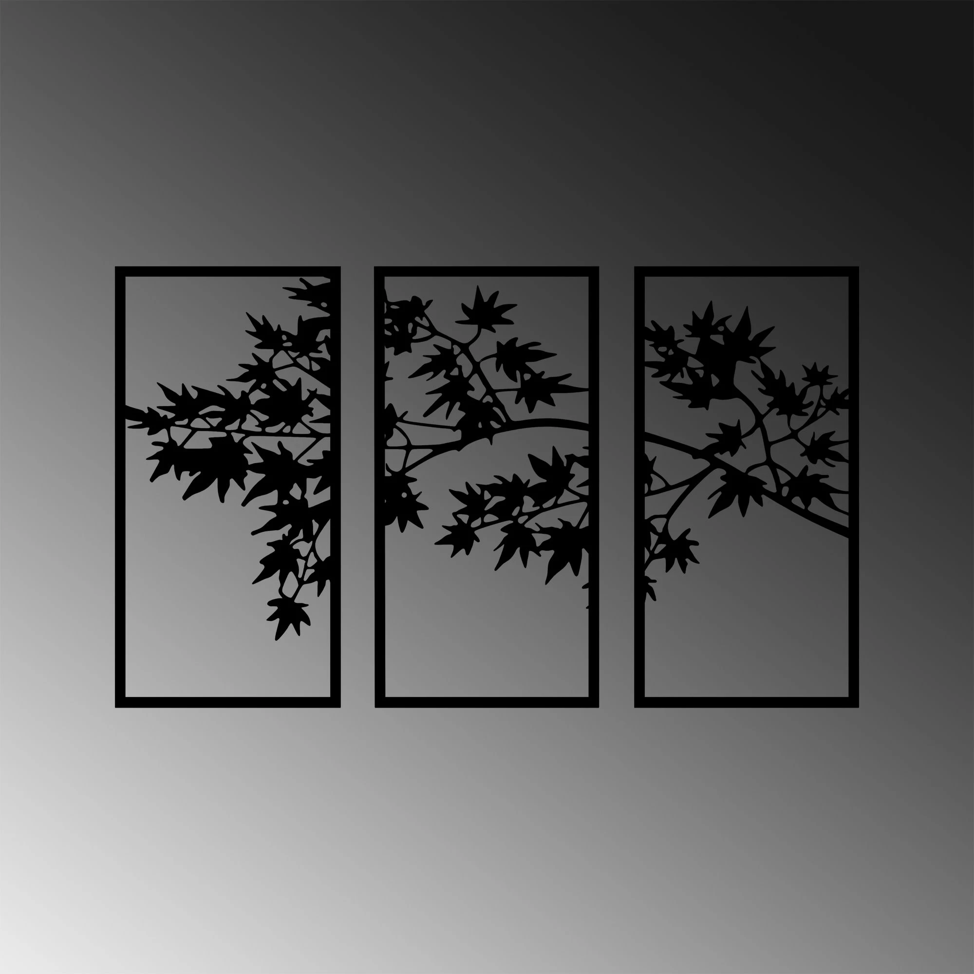 Aksesor dekorativ metalik për mur, degë peme, 3 pjesë, Wallity - 281