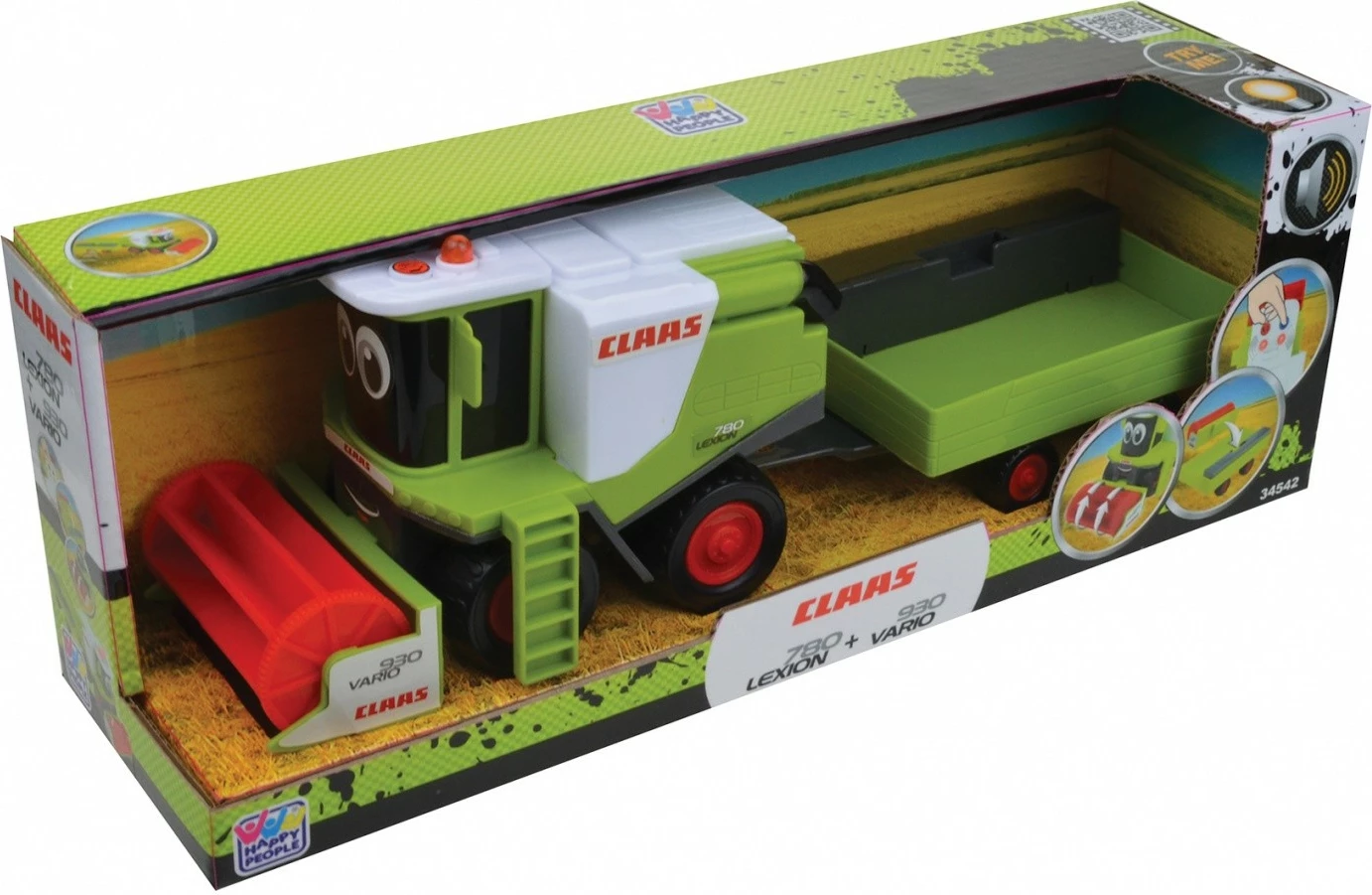 Lodër kombajnë Claas me rimorkio, MALIK 34542, plastikë, e gjelbër, me drita e tinguj