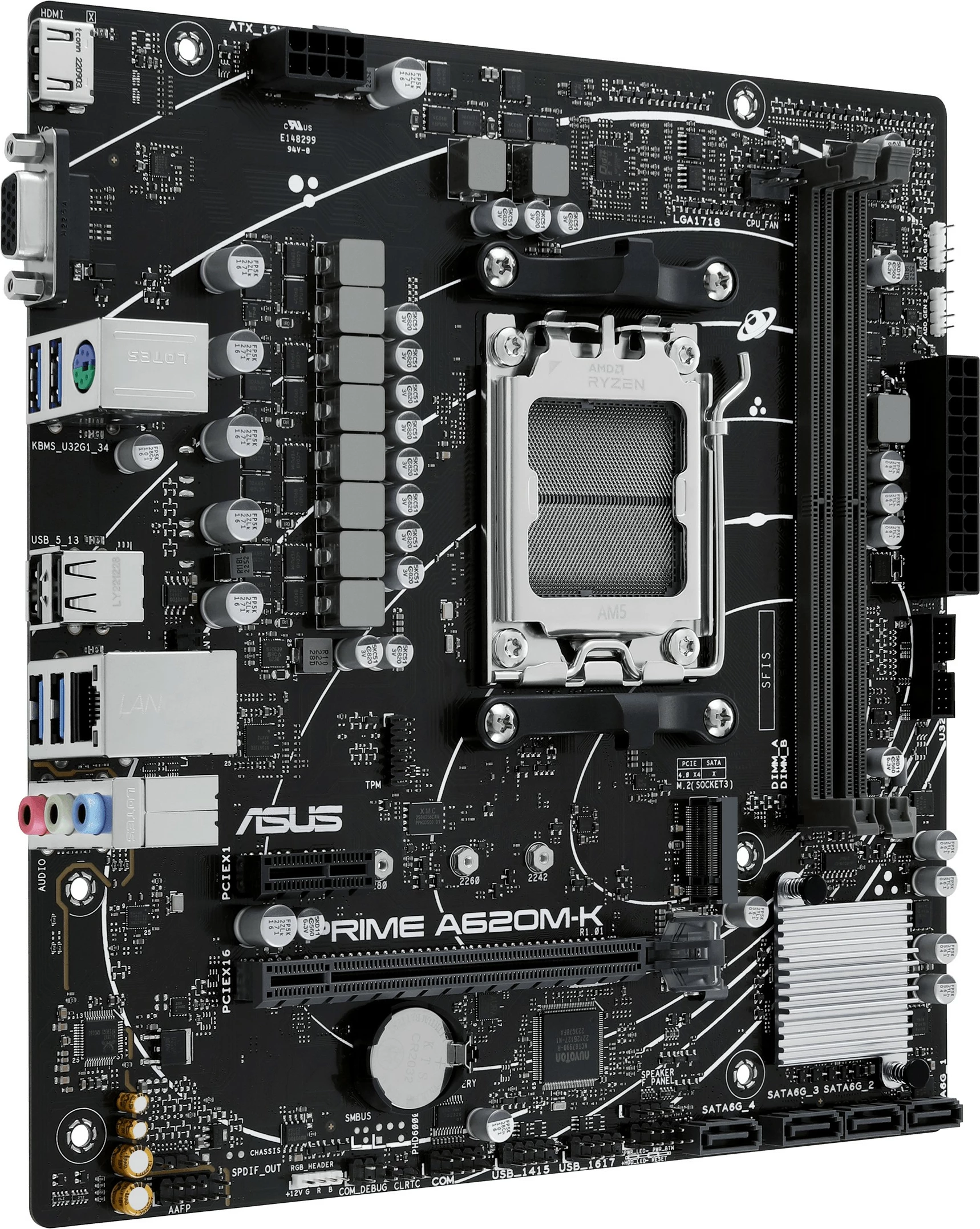 Pllakë amë ASUS PRIME A620M-K, AMD, Socket AM5, DDR5, 96 GB