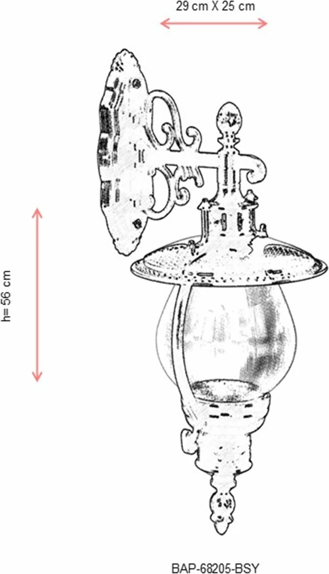 Llambë muri për jashtë Opviq, BAP-68205-BSY, e zezë