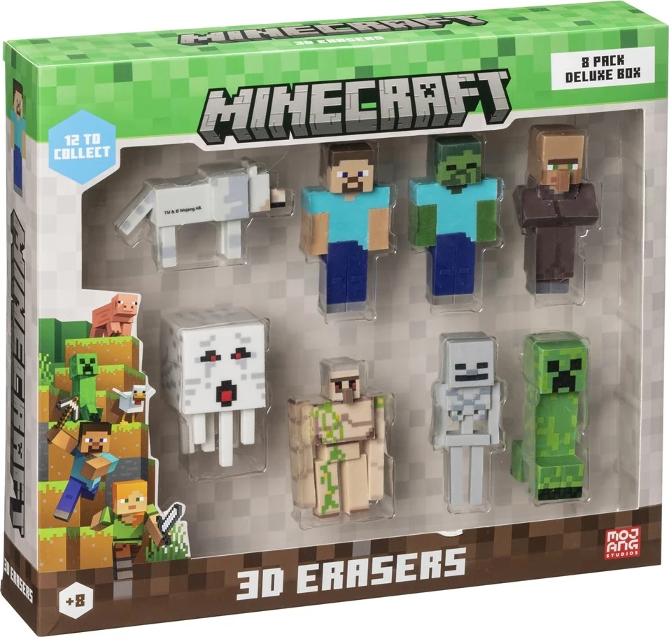 Set Gomë 3D Minecraft, P.M.I. Kids World, 8 copë
