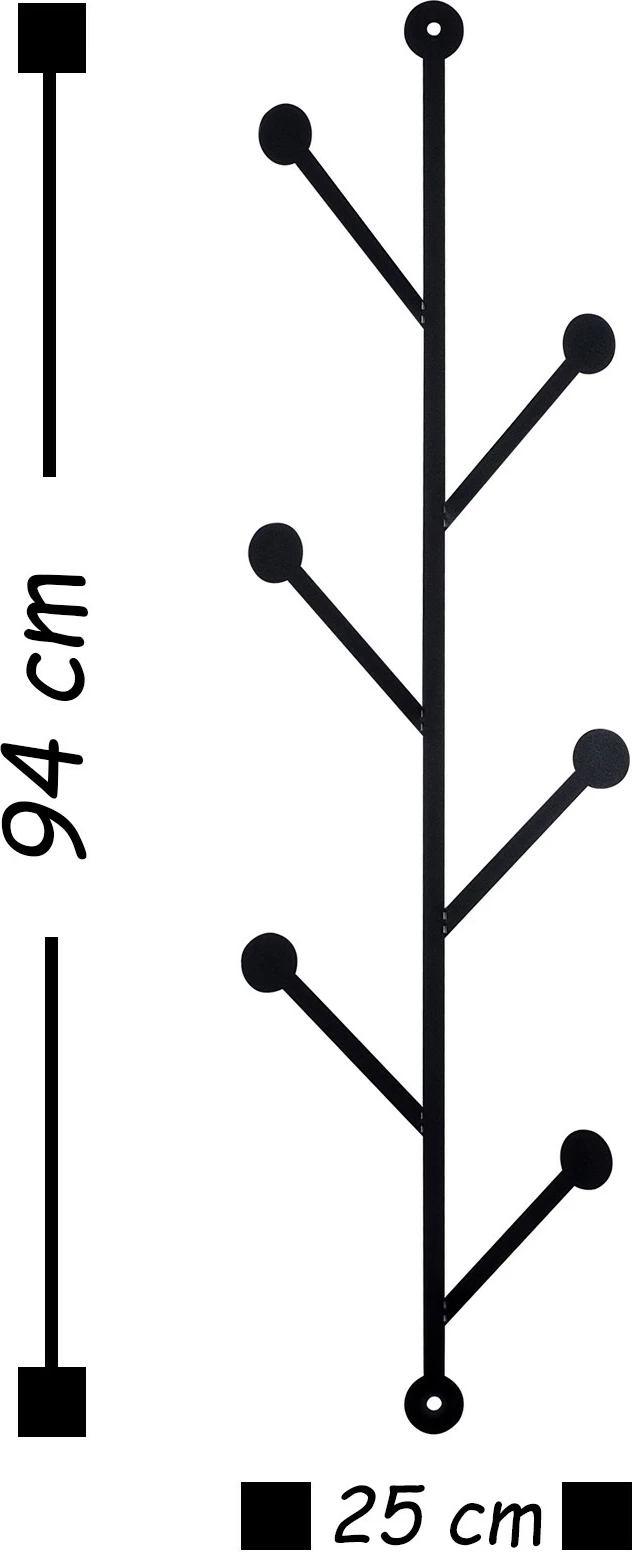 Varëse muri metalike Wallity, Rod 2, e zezë, 25x94cm