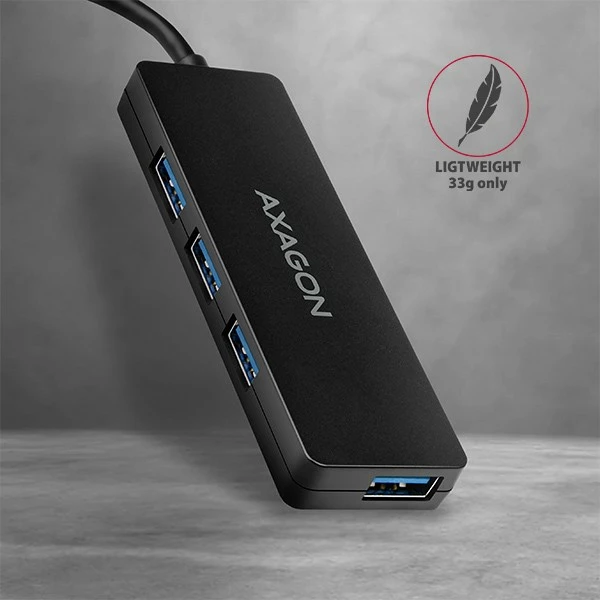 Kasë USB AXAGON HUE-G1A, 4 porta, USB 3.2 Gen 1, kabllo 14cm, e zezë