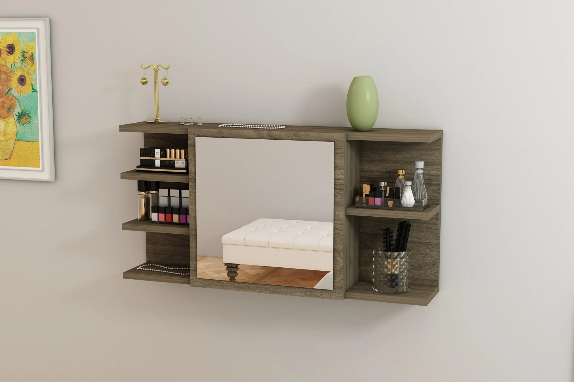 Dollap për make-up Marta, ngjyrë arre, Hanah Home