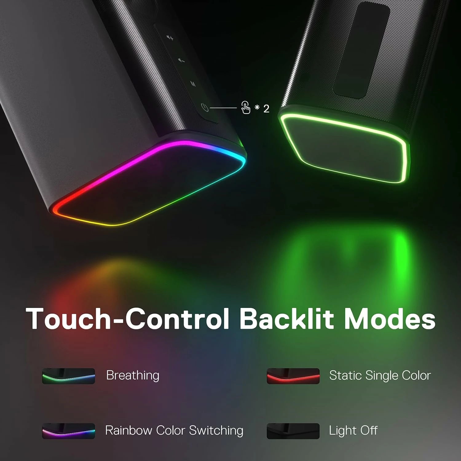 Altoparlantë Redragon Connie GS814, 2.0, Bluetooth 5.0, RGB, AUX 3.5mm, të zeza, set 2 copë