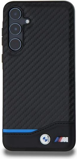 Mbështjellës BMW Leather Carbon për Samsung Galaxy A55, i zi