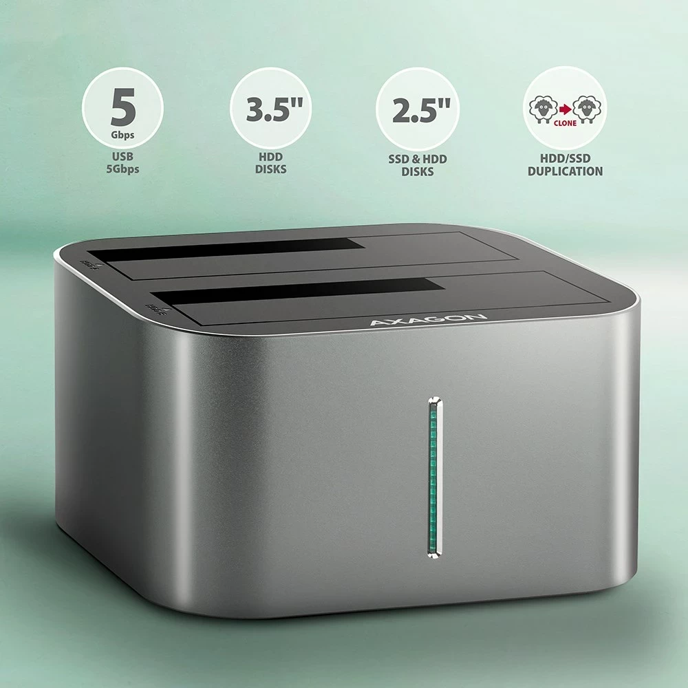 Stacion dokimi Axagon ADSA-DC, USB3.2 Gen1, 2x SATA 6G, hiri
