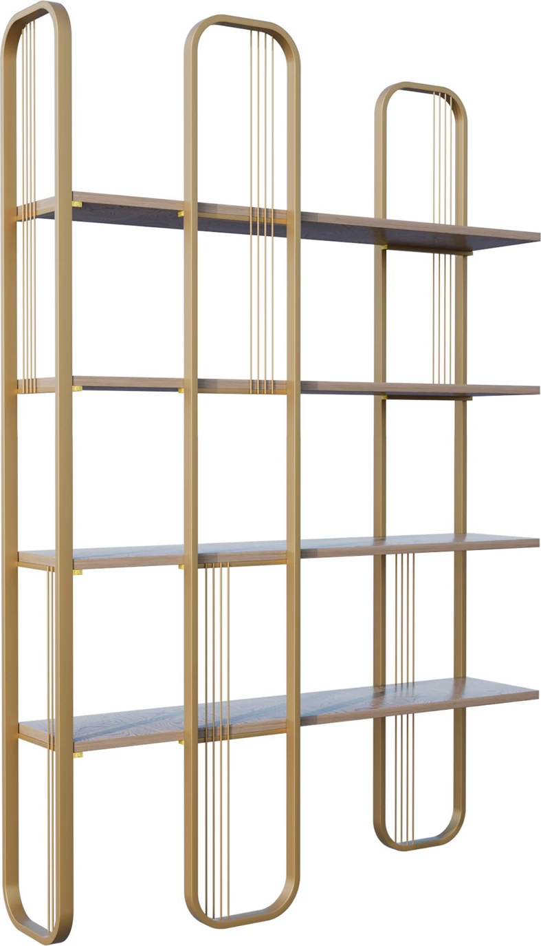 Raft librash Hanah Home, ngjyrë e verdhë, stil barok glam, 124x182x26cm