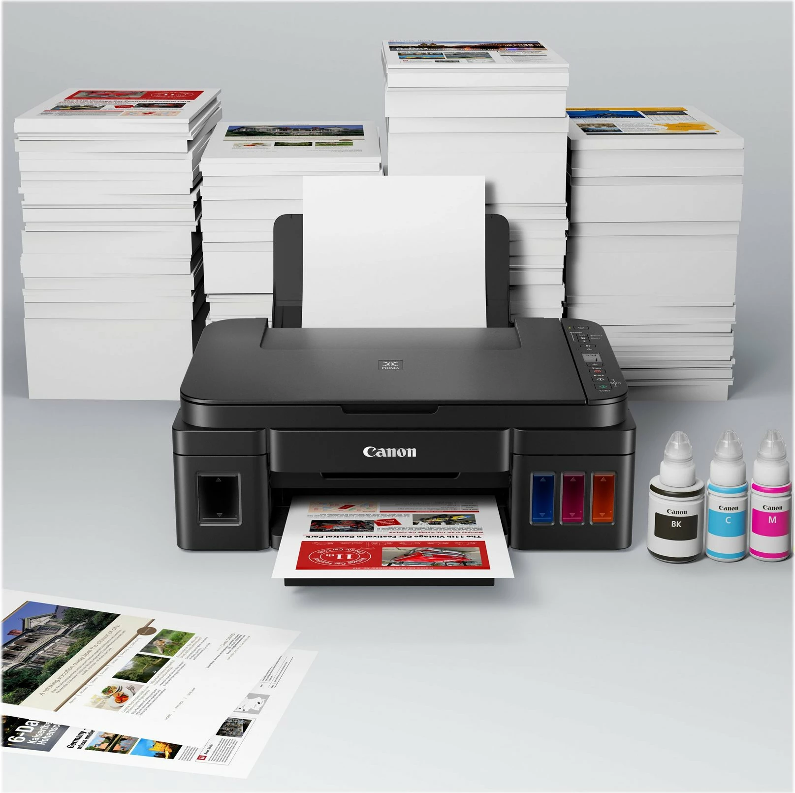 Printer multifunksional Canon PIXMA G3410, me Wi-Fi, me depozita boje të rimbushshme, i zi