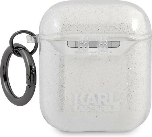 Mbështjellës Karl Lagerfeld KLA2UKHGS për AirPods 1/2, Glitter, Argjendtë