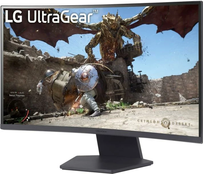 Monitor gaming LG UltraGear 27GS60QC-B 27" QHD 2560x1440 180Hz 1ms GtG i lakuar 1000R ngjyrë e zezë