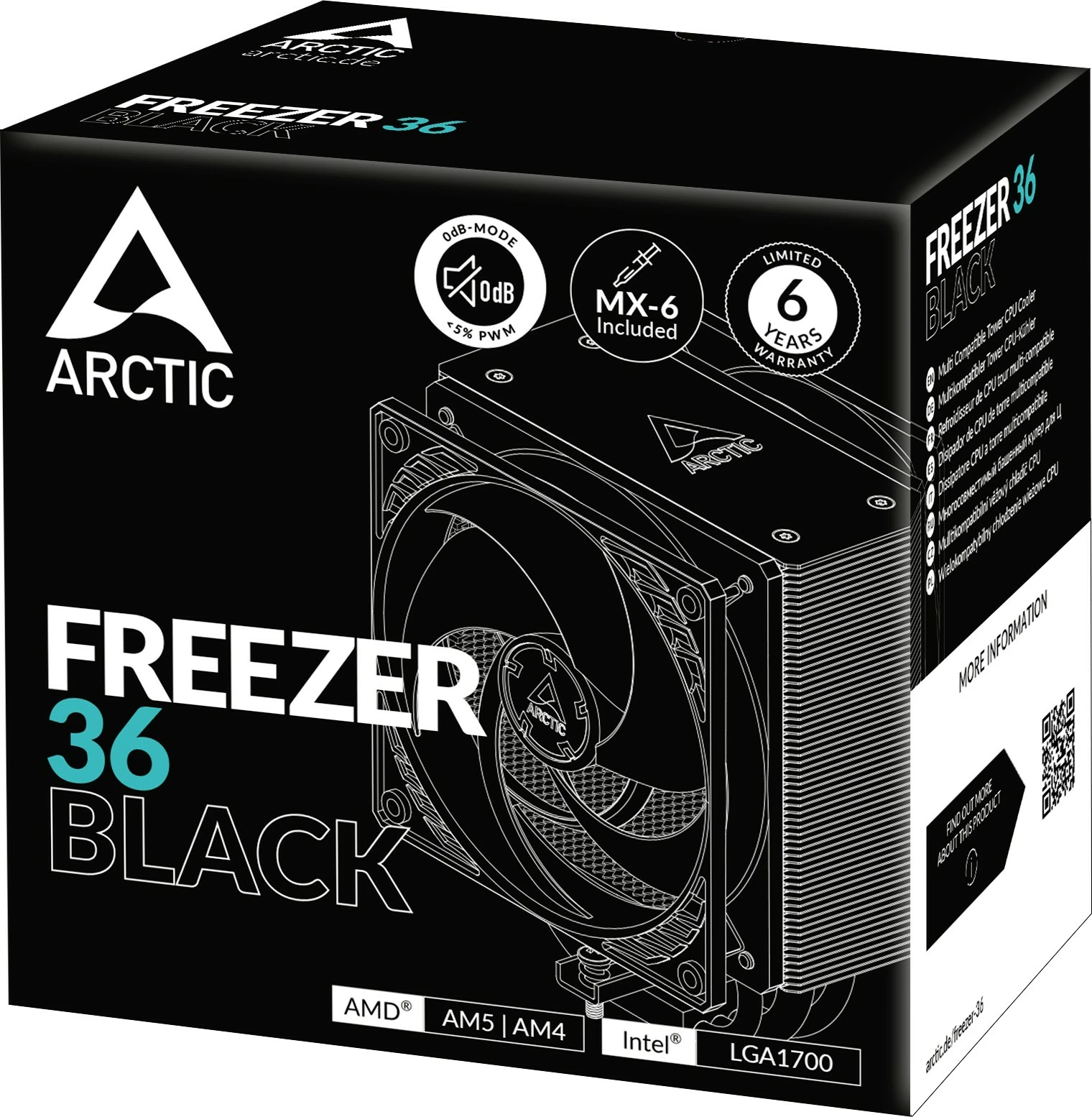 Ftohës ajri ARCTIC Freezer 36, 12 cm, i zi