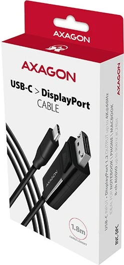 Kabllo AXAGON RVC-DPC USB-C në DisplayPort, 1.8m, 4K/60Hz, e zezë