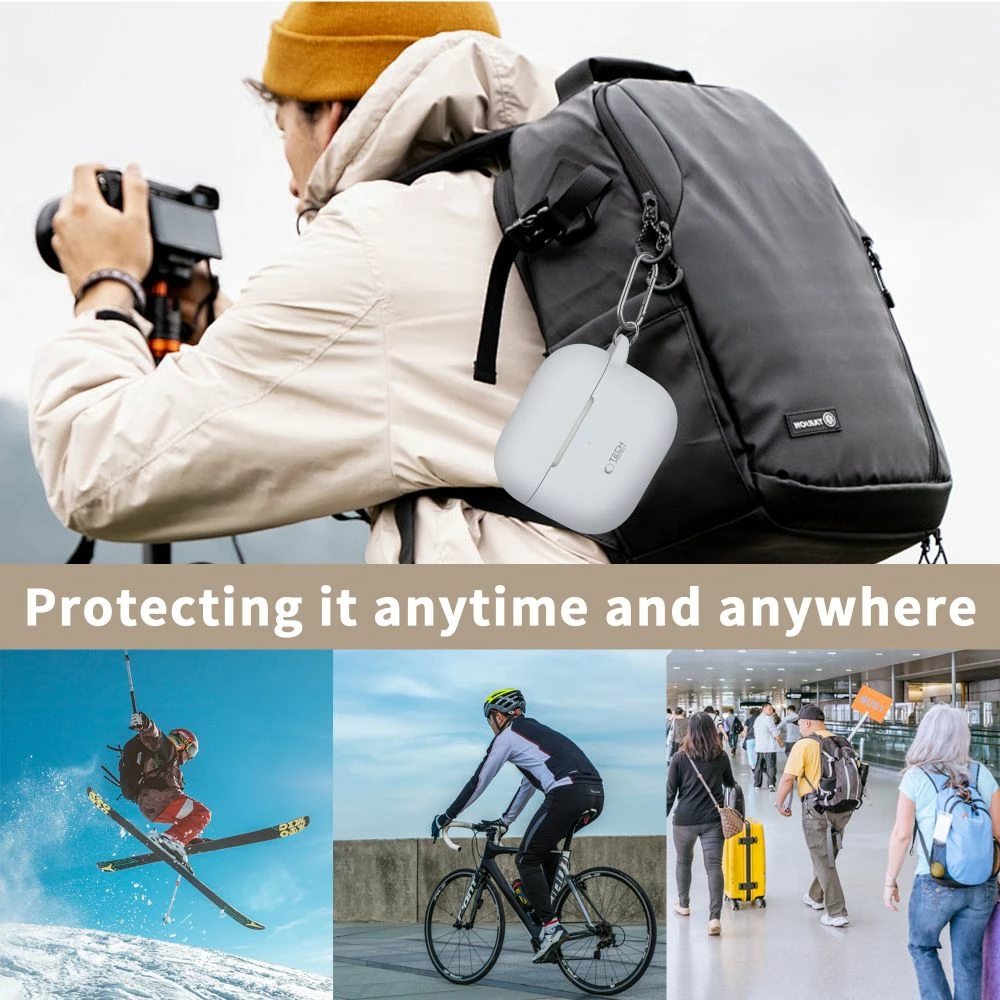 Mbështjellës Tech-Protect për AirPods 3, silikon, me karabiner, Gjelbër