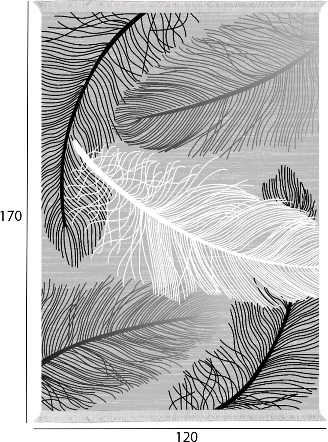 Tepih për dhomë ndeje me fransha, Josiane FH7677.38, pupla, 120x170 cm