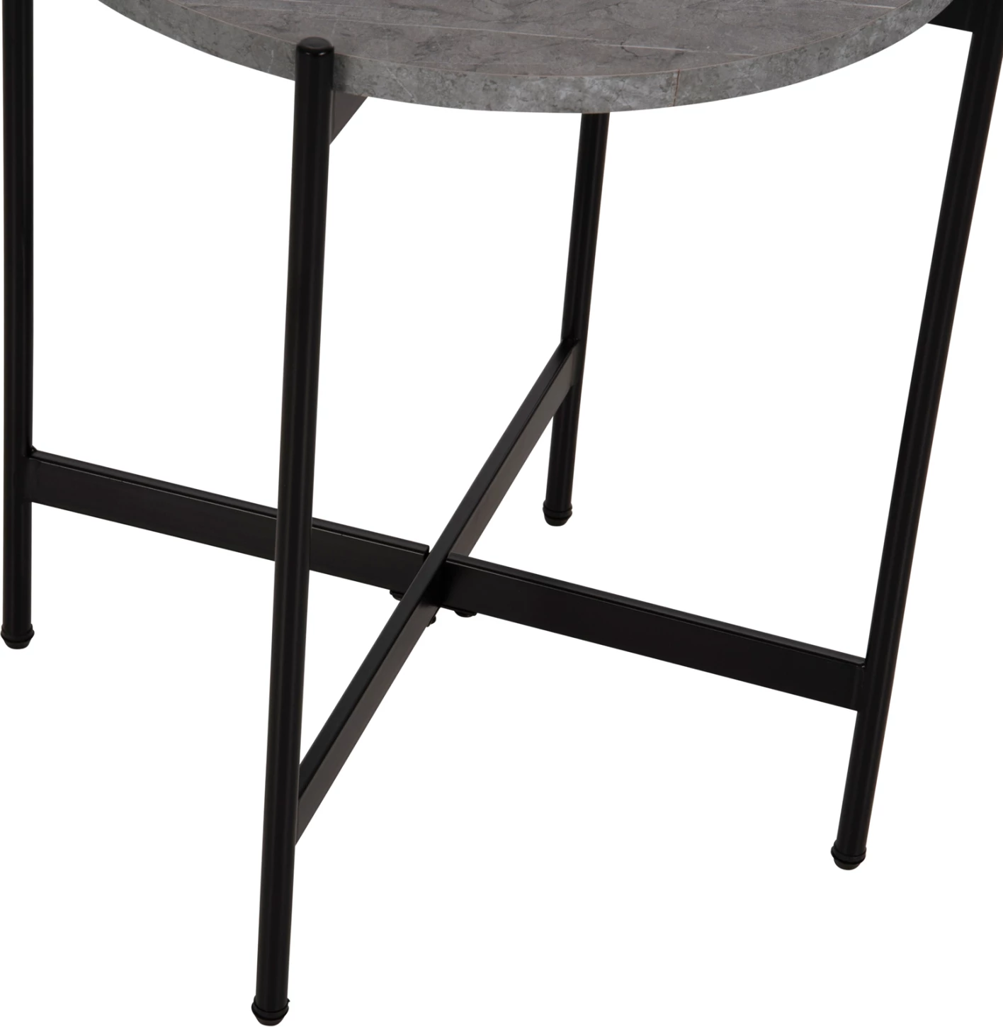 Tavolinë anësore FH9589.02 MDF mermer gri-bazë metalike e zezë Φ50x55Hcm