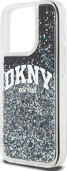 Mbështjellës DKNY Liquid Glitter Big Logo për iPhone 14 Pro, i zi
