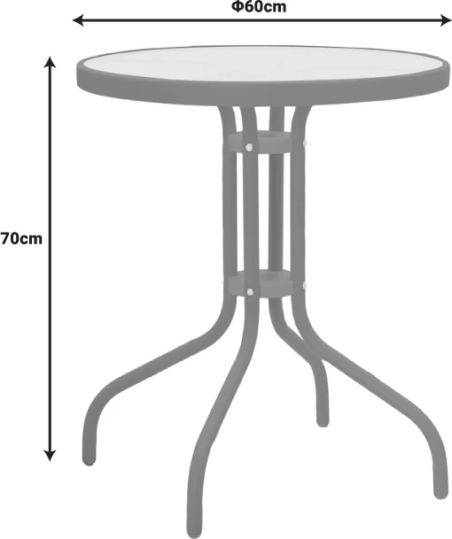 Tavolinë me karrige, ngjyrë kafe, metal dhe xham, Φ60x70cm