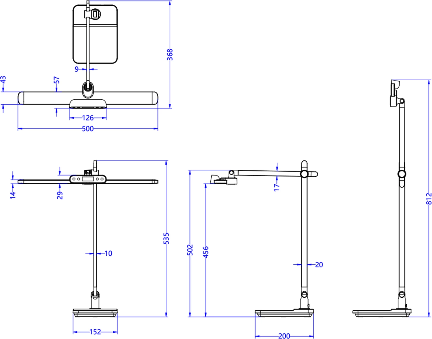 Lampë tavoline LED profesionale BLAIN PRO FH4447.08, bazë ABS dhe krahë alumini, ngjyrë argjendi, 36,8x81H cm