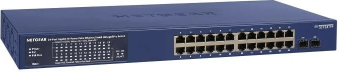 Switch i menaxhuar Netgear GS724TPP, 24 porta Gigabit PoE+, 2 porta SFP, blu