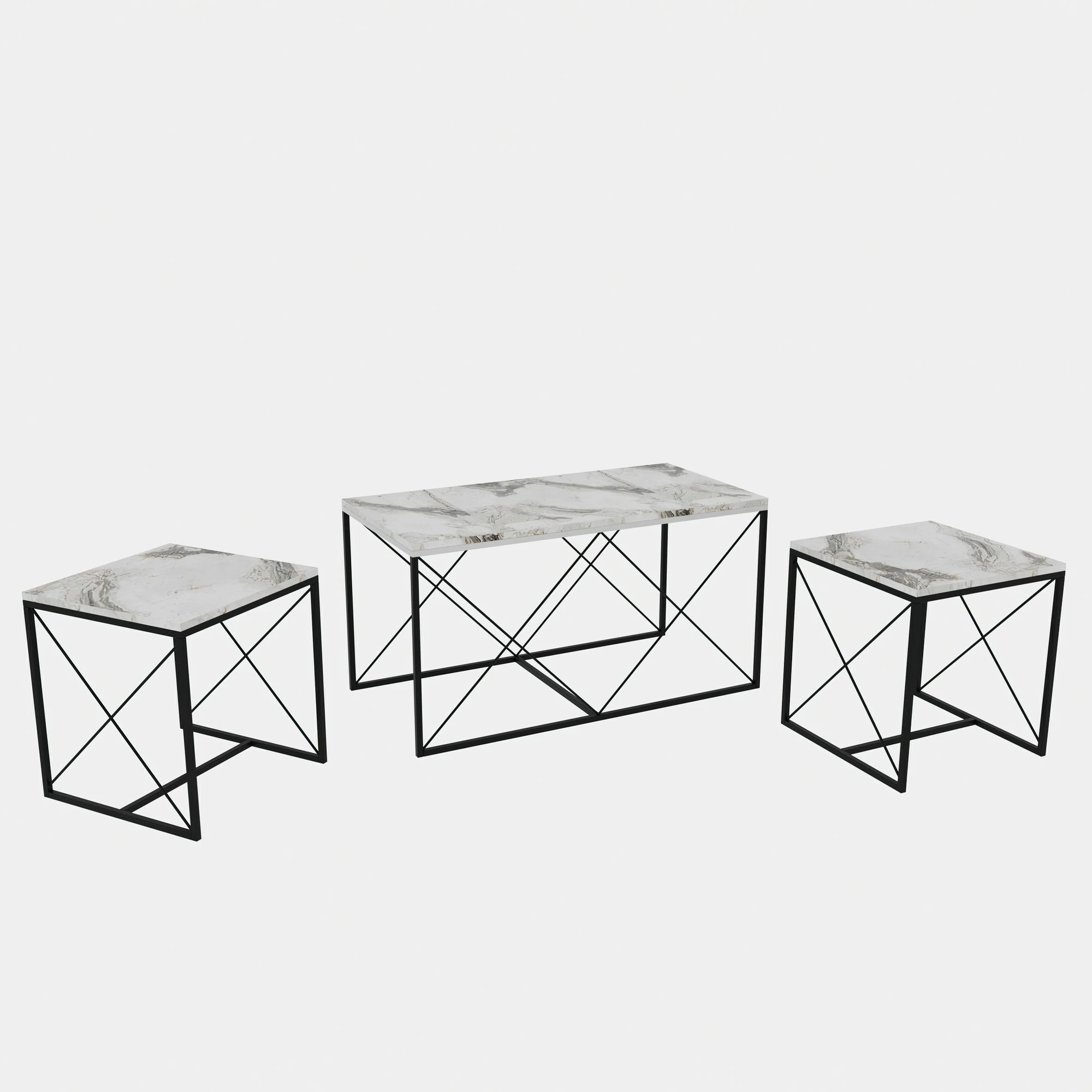 Set tavolinash kafeje Skye Decor, Defne, mermer i bardhë