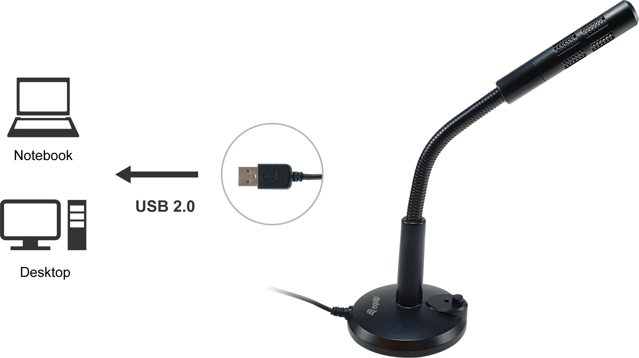 Mikrofon tavoline Equip 245340, USB, me tripod, i zi